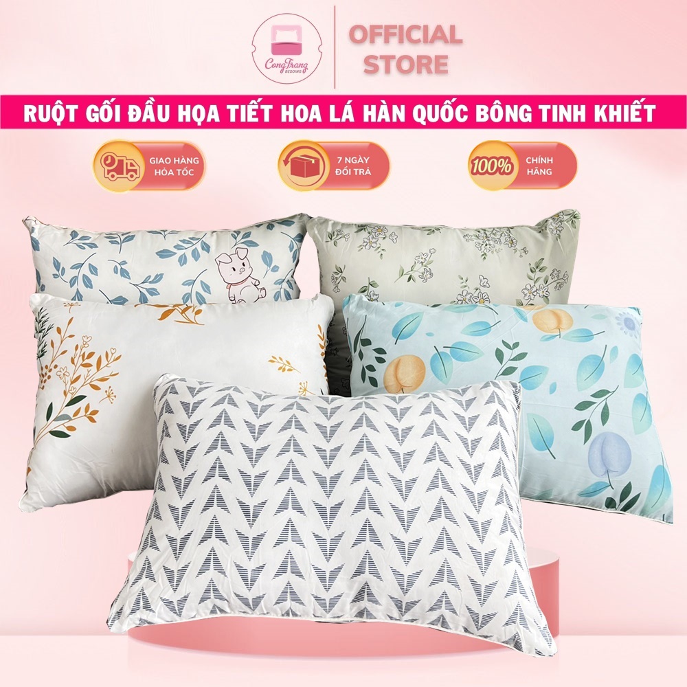 Ruột gối đầu, ruột gối nằm ép hơi, bông gòn tinh khiết nhiều 20 mẫu (Size 45cm x 65cm) - Đảm Bảo Không Xẹp
