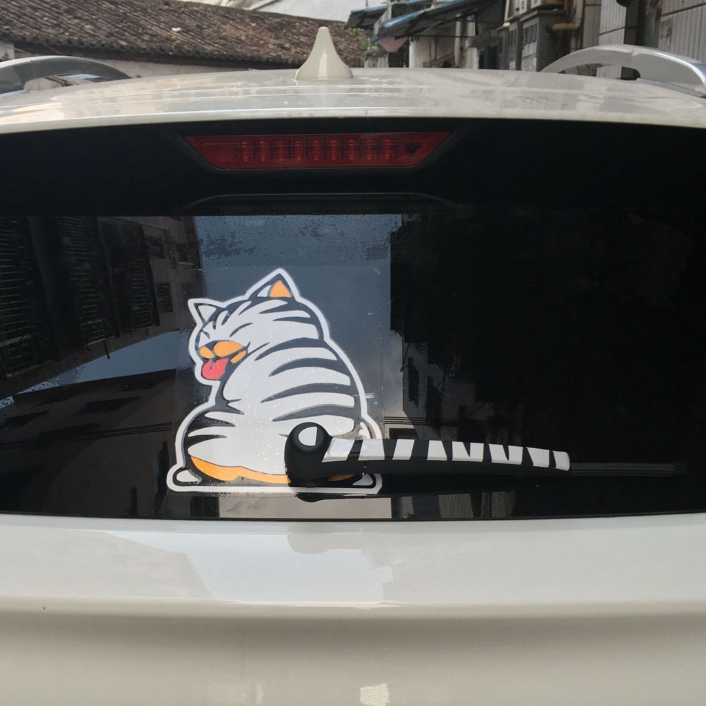 Tem Mèo Vẫy Đuôi 3D Dán Cần Gạt Mưa Sau Trang Trí Xe Ô Tô