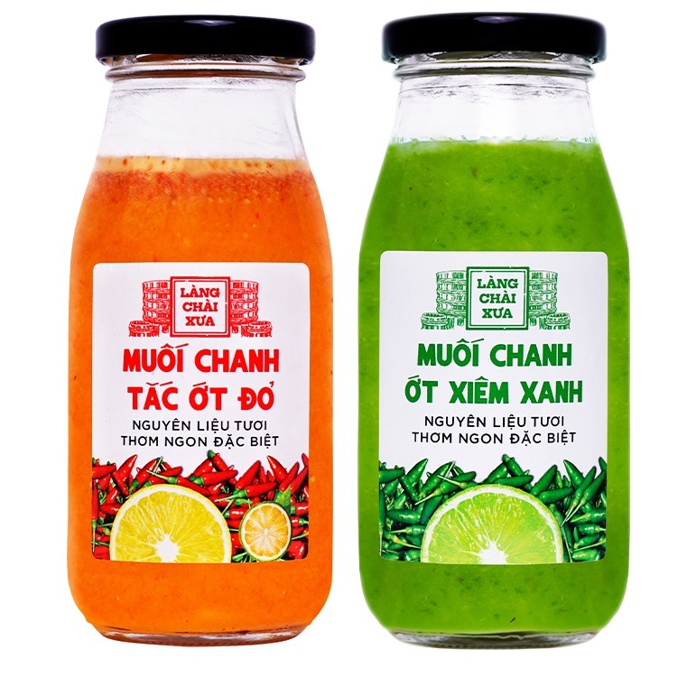 Muối ớt đỏ chanh tắc cao cấp Làng Chài Xưa, nguyên liệu tươi, thơm ngon đặc biệt, chai thủy tinh 300gr