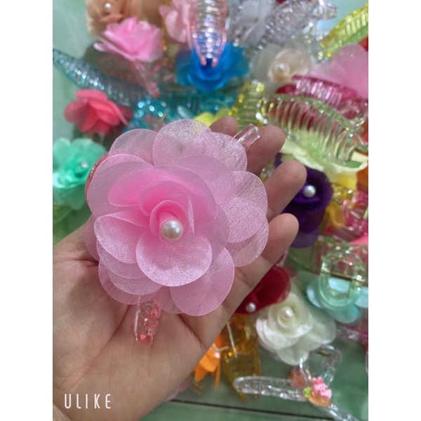 Kẹp Tóc - Cạp Tóc Trong Suốt Cỡ Lớn Đính Bông Dễ Thương