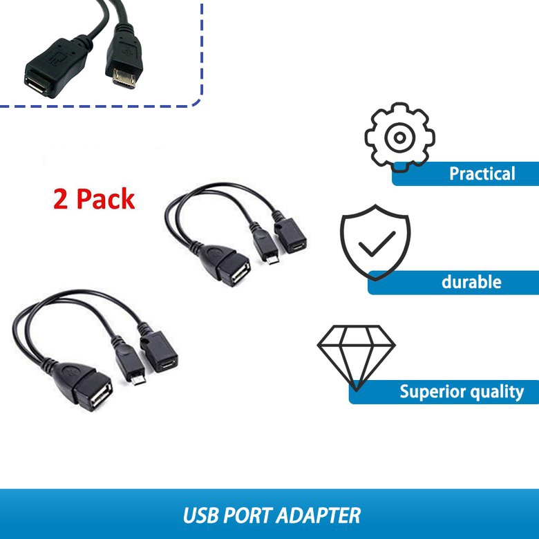 PK 2 PCS Usb Port Terminal Adapter Otg Cable For Fire Tv 3 Or 2nd Fire Stick