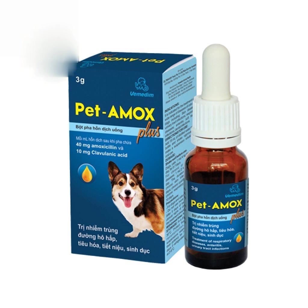 Dung Dịch Uống Pet-Amox Plus Giảm Tiêu Chảy, Hô Hấp Cho Chó Mèo chai 3g