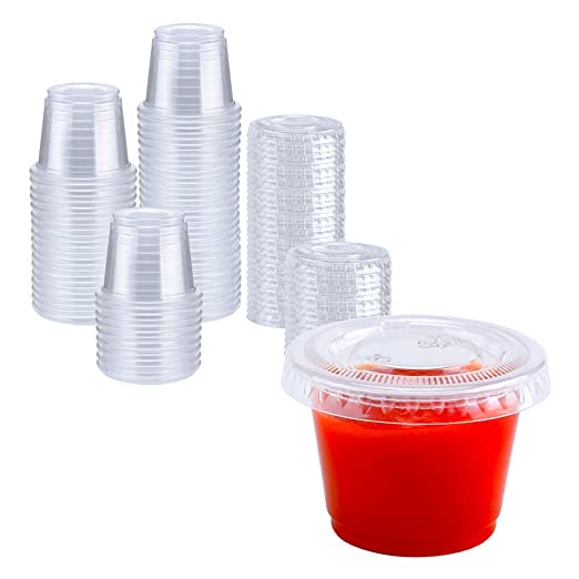 Set 100 Cốc Nhựa 1oz Dùng Một Lần Trong Suốt Kèm Nắp Đậy Cho Sữa Chua Mousse