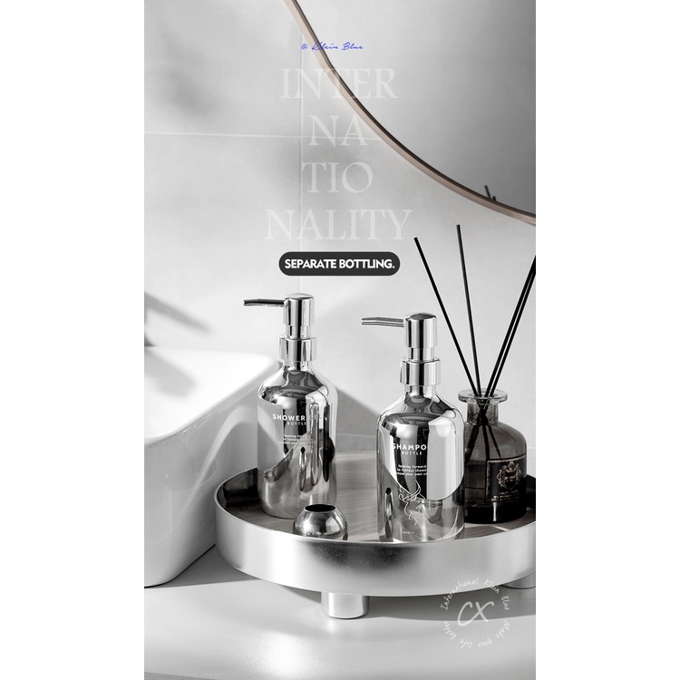 Bình Đựng Xà Phòng Tắm Dạng Nhấn Màu Bạc Sang Trọng