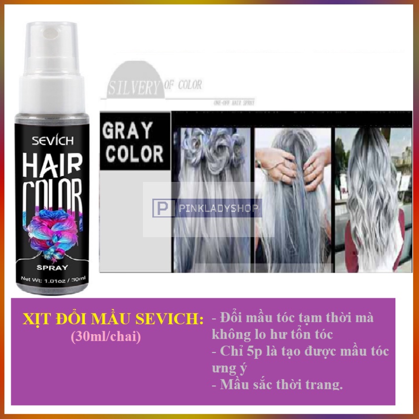 Gôm Xịt Nhuộm Đổi Màu Tóc Tạm Thời Sevich 30ml/Chai Với 08 Màu Thời Trang Tùy Chọn