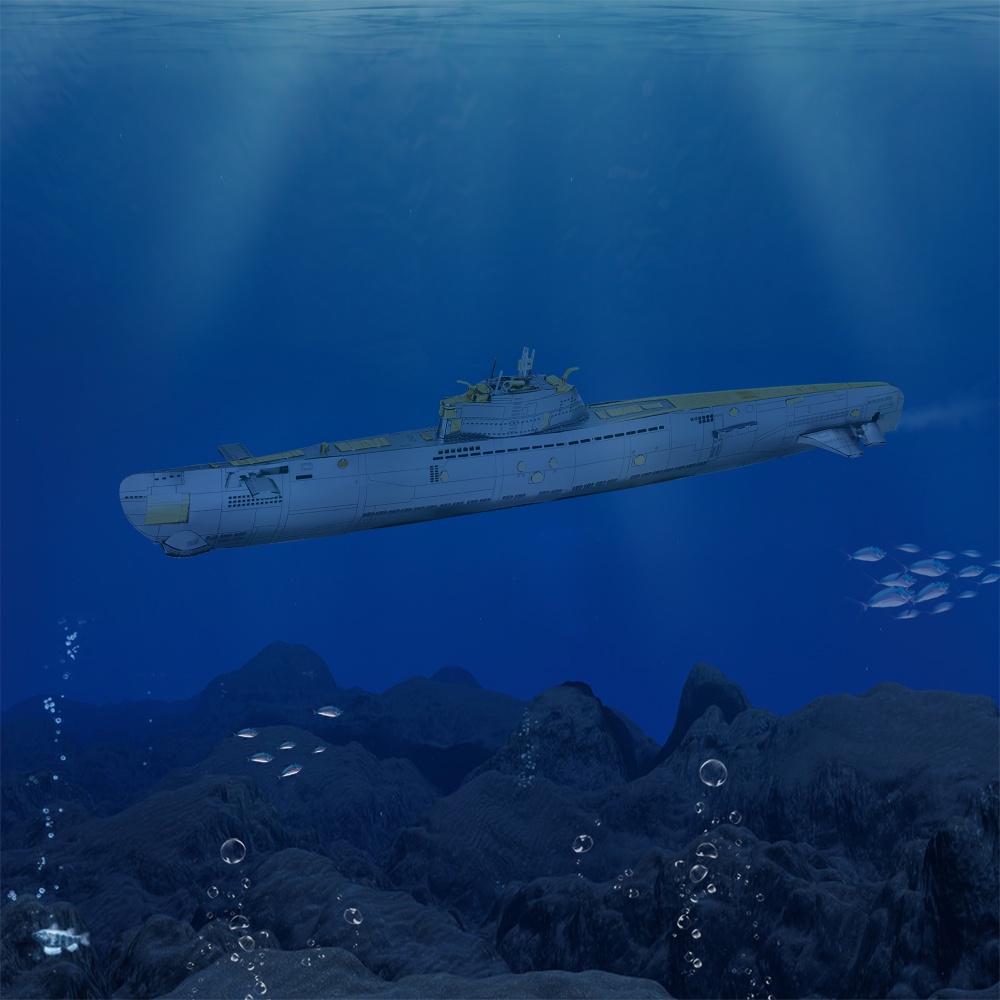 Bộ Đồ Chơi Lắp Ráp Mô Hình Tàu Ngầm Quân Đội 3D Bằng Kim Loại Cho Người Lớn