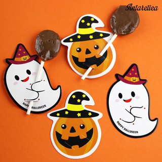 Set 50 Thẻ Giấy In Hình Bí Ngô Trang Trí Halloween