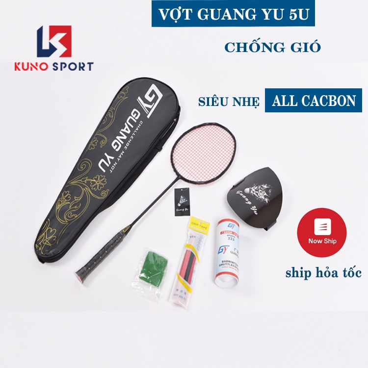 Vợt cầu lông Guangyu khung xoắn 5U Full carbon lưới đan sẵn 9kg ( số lượng1 cây ) - V06