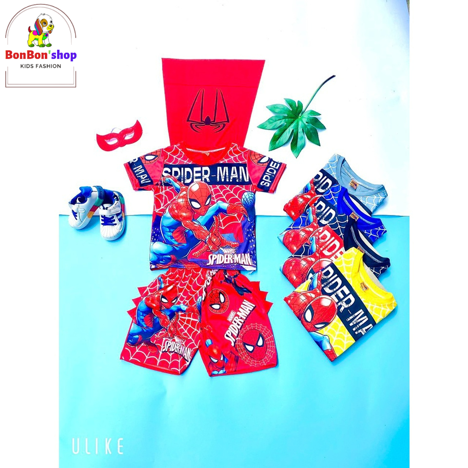 (TẶNG MẶT NẠ) bộ quần áo siêu nhân cho bé trai, đồ bộ siêu nhân cho bé, quần áo siêu nhân bay cho bé size 18-23kg