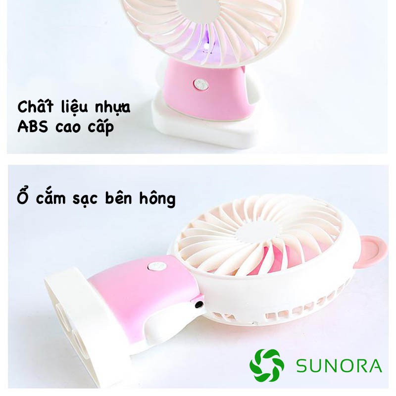 Quạt Cầm Tay Mini Sạc USB Bỏ túi Có Chân Đế Đèn LED Gió Cực Mạnh | BigBuy360 - bigbuy360.vn