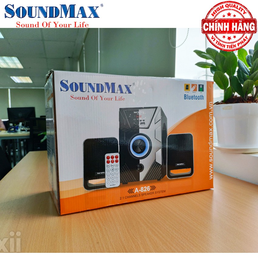 Loa vi tính Soundmax A-826 2.1 Hỗ Trợ Đọc Bluetooth / USB / Micro SD thẻ nhớ.