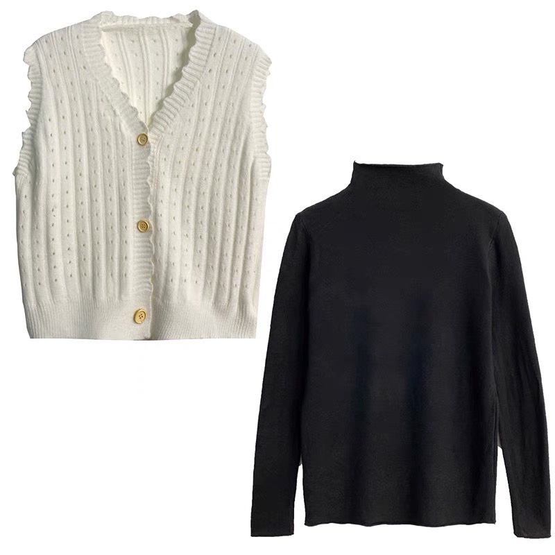 Áo Len Gile Nữ ghile Cổ V Basic Màu Trơn Có Cúc Kiểu Hàn Quốc Ulzzang thời trang Xiaozhainv vn_K3C1 | BigBuy360 - bigbuy360.vn