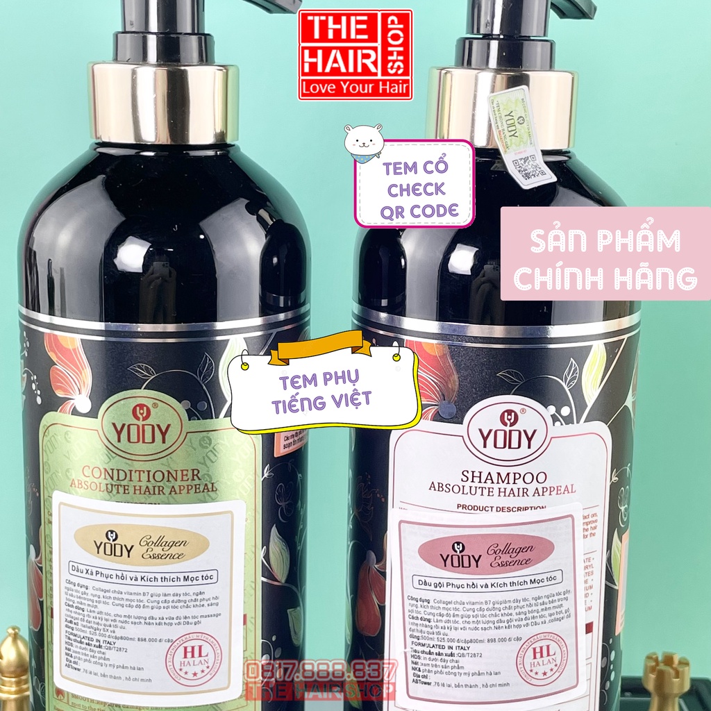 Cặp Dầu Gội Xả Yody Essence Collagen 800ML |  Phục Hồi Tóc Khô Xơ, Chẻ Ngọn, Giảm Gãy Rụng