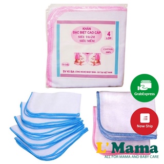 Set 10 khăn xô sữa cao cấp kiba siêu thấm cho bé, khăn sữa 2 lớp, 3 lớp, 4 lớp
