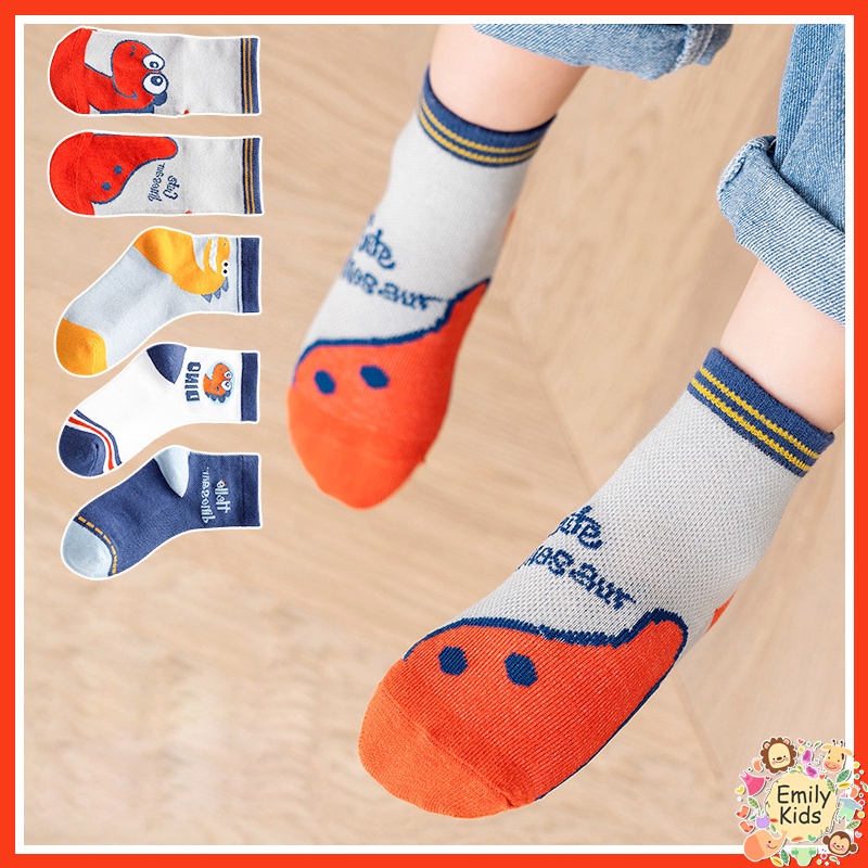 Set 5 Đôi Vớ Cotton Phối Lưới Thoáng Khí Thoải Mái Thời Trang Mùa Hè Cho Bé Trai Và Gái 1-12 Tuổi