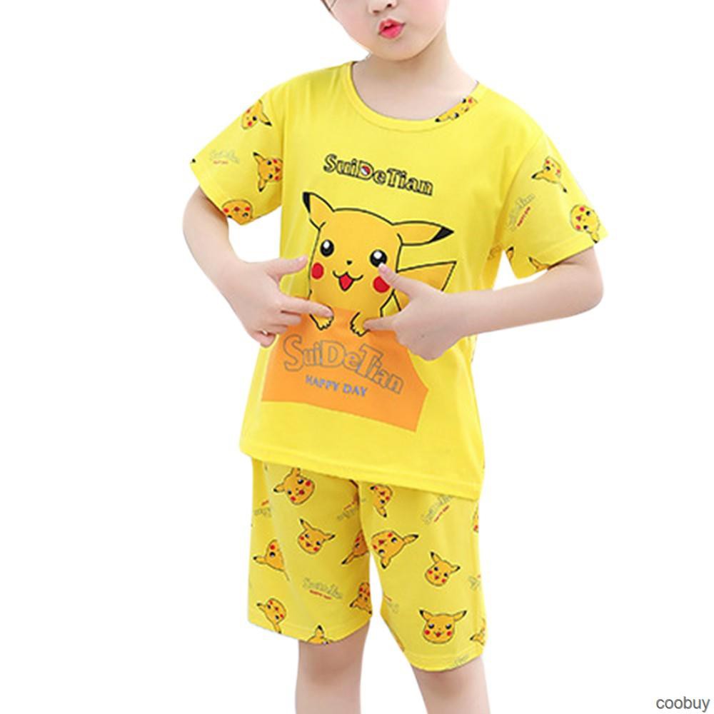 Bộ Đồ Ngủ Pijama Ngắn Tay Bé Trai Bộ Quần áo In Hoạt Hình Thoải Mái Cho Bé Từ 1-10 Tuổi