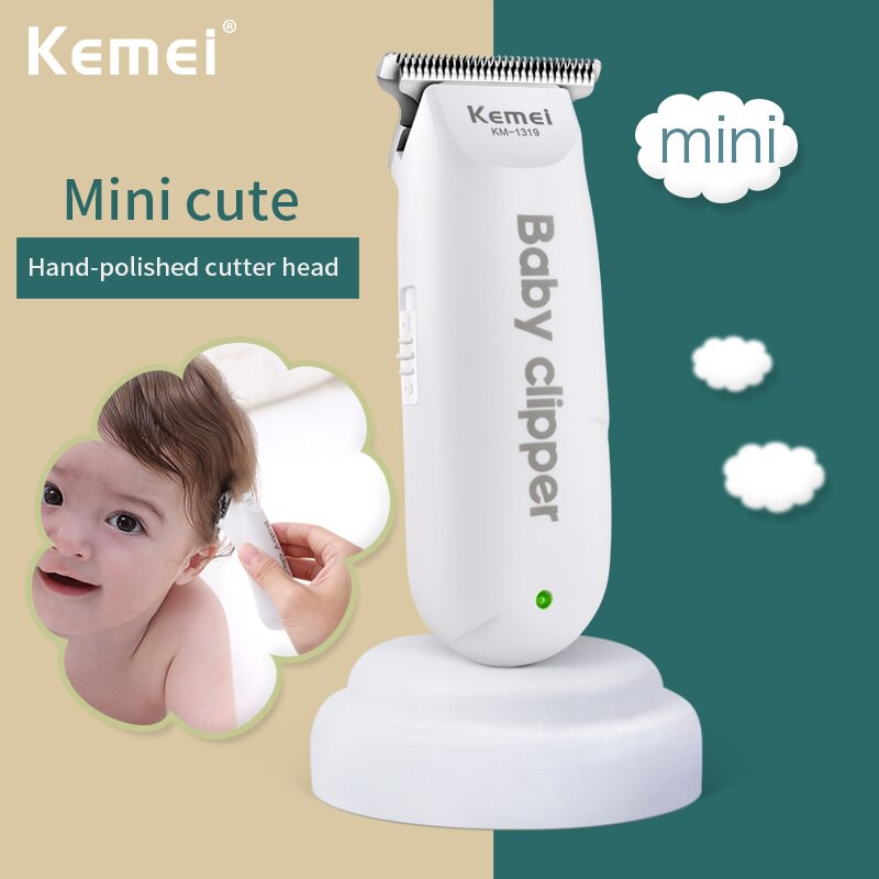 Tông đơ cắt tóc trẻ sơ sinh, trẻ nhỏ Kemei KM - 1319 mini, lưỡi siêu bén an toàn, chạy êm không tiếng động