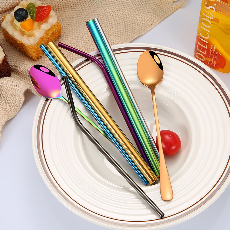 Bộ Ống Hút Và Muỗng Bằng Thép Không Gỉ 304