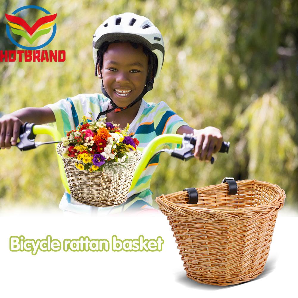 Giỏ Xe Đạp Trẻ Em Đan Bằng Sợi Liễu Gai Gắn Phía Trước Xe Đạp