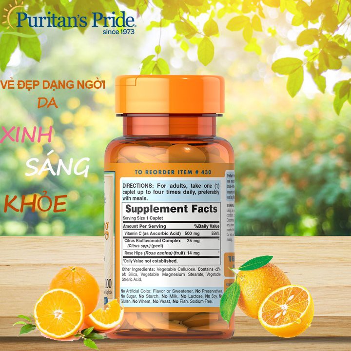 Viên uống bổ sung vitamin C của Puritan's Pride - Vitamin C 500mg 100 viên