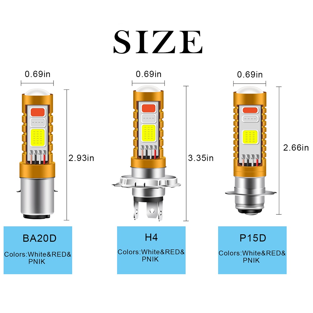 1 miếng Bóng Đèn LED 3 Màu Trong 1 H6 BA20D P15D Cho Xe Máy Đèn pha LED H4 12V Đèn pha xe máy