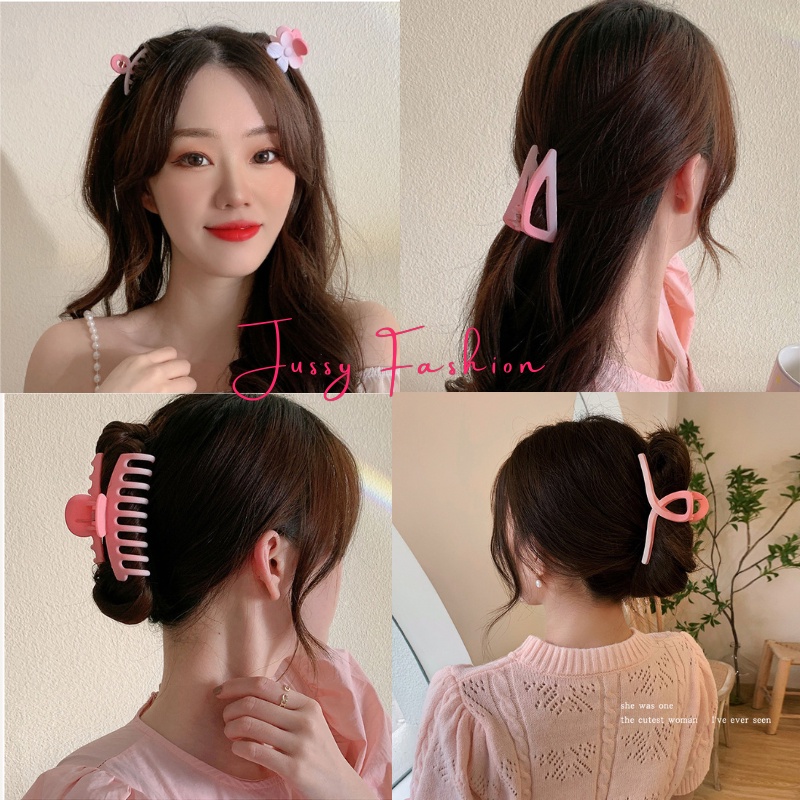 Set 5 Kẹp Tóc Càng Cua Màu Hồng Dễ Thương Jussy Fashion Kiểu Kẹp Tóc Hàn Quốc Nhiều Mẩu Đẹp Đựng Túi Zip