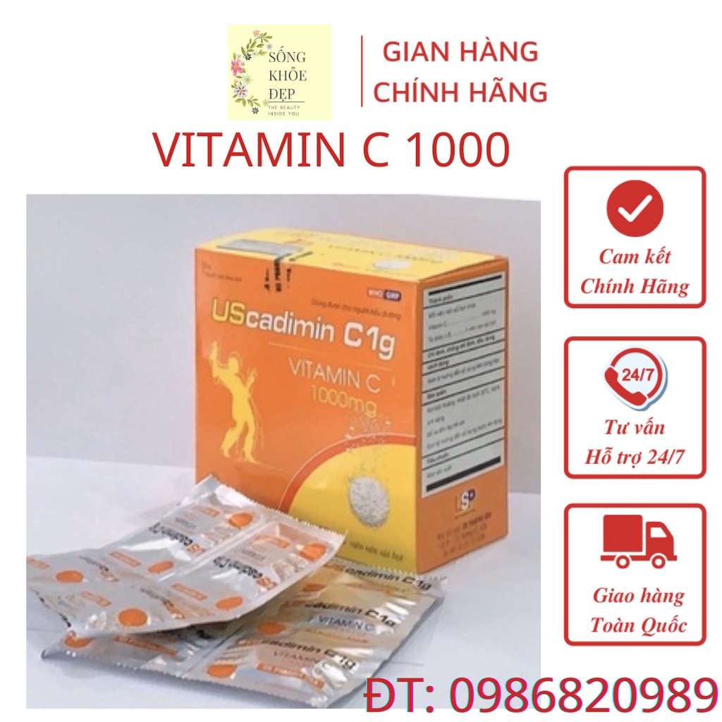 Viên sủi Uscadimin C1g hộp 4 viên *10 viên