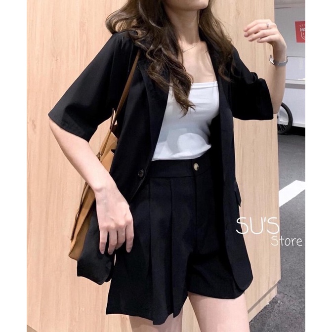Sơ mi blazer nữ cộc tay cổ vest chất Linen cao cấp thiết kế Vinn Studio | BigBuy360 - bigbuy360.vn