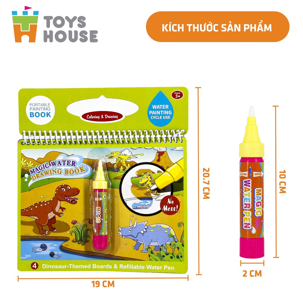 Đồ chơi sách tô màu bút nước thần kỳ ToysHouse size nhỏ dành cho bé từ 3 đến 5 tuổi, giáo dục sớm Montessori