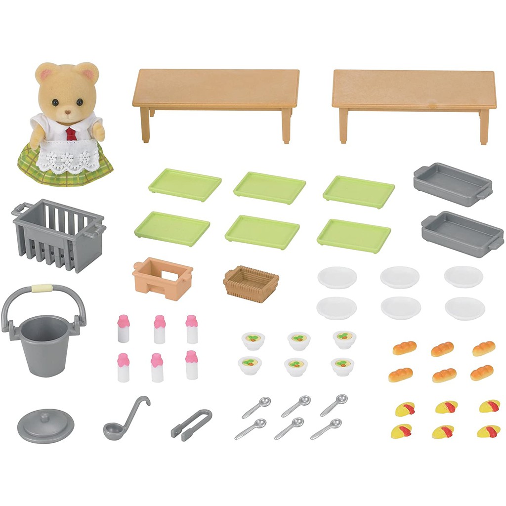 Đồ Chơi Sylvanian Families Calico Critters Bữa Trưa Ở Trường Học School Lunch Set