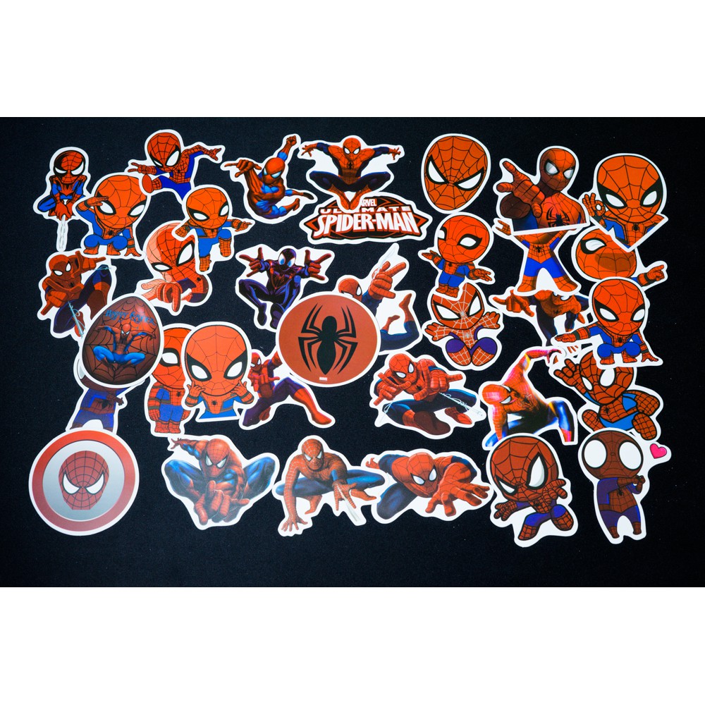 Bộ miếng dán sticker, stickers cao cấp chủ đề Deadpool, Spiderman, Avengers trang trí Vali Laptop Mũ Bảo Hiểm Xe Máy Đàn