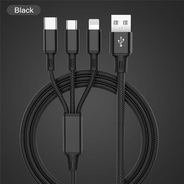Cáp micro USB JANSIN loại C sạch nhanh đa năng 3 trong 1 thích hợp cho iPhone 11 Pro X 8 7 6 6S Plus Samsung Nokia