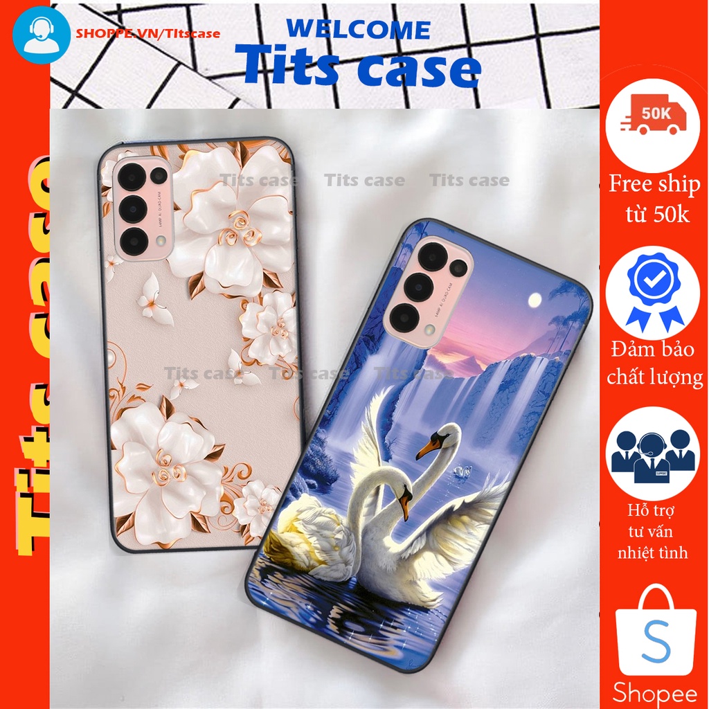 Ốp lưng  Oppo RENO 5 in hình thiên nga,hoa may mắn, đặc sắc ĐỘC - LẠ - BỀN