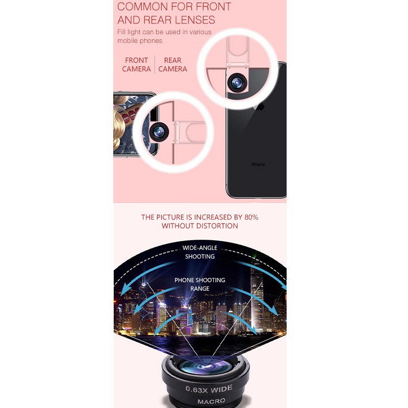 Đèn LED Selfie Ring Light Ring Selfie cho Clip điện thoại di động