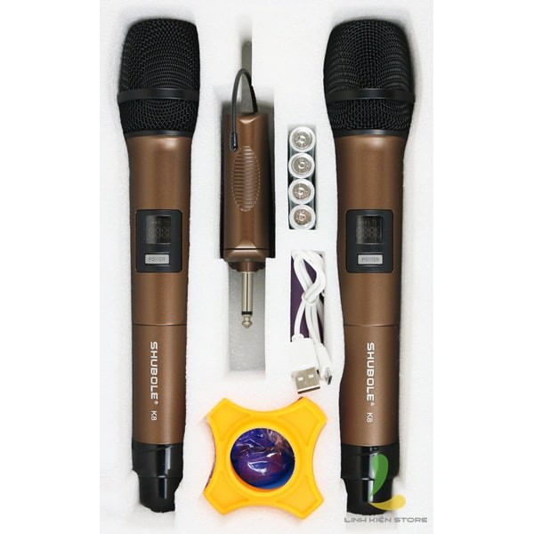 Micro karaoke không dây HUBOLE K8 - chất liệu hộp kim chống hú