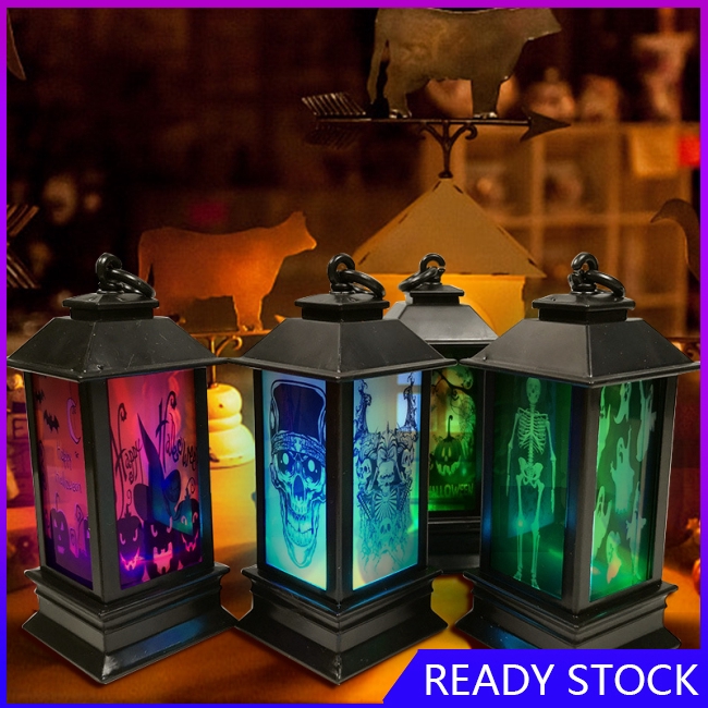 FL【COD Ready】Đèn dầu treo tường phong cách cổ điển 7 màu họa tiết Halloween 14x5.2cm