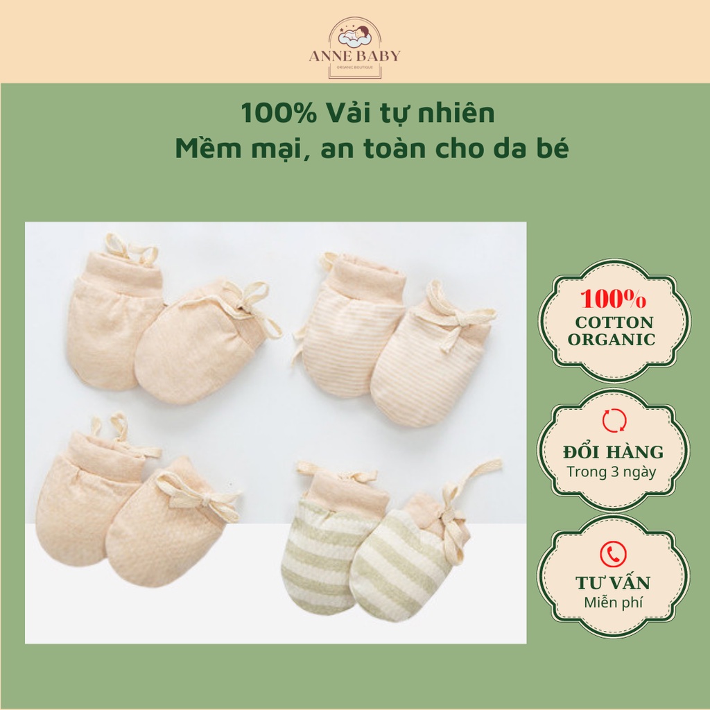 Bao Tay Cho Bé Trai Bé Gái 0-9 Tháng Cotton Organic An Toàn Cho Da Bé, Găng Tay Cho Bé Sơ Sinh Hữu Cơ Tự Nhiên