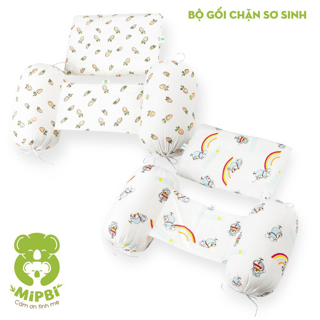 Bộ gối chặn sơ sinh Mipbi tặng kèm gối sơ sinh