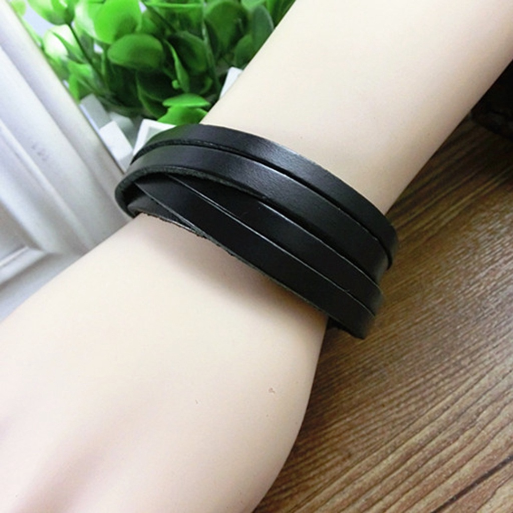 Vòng tay dây da thiết kế đơn giản cá tính dành cho nam và nữ