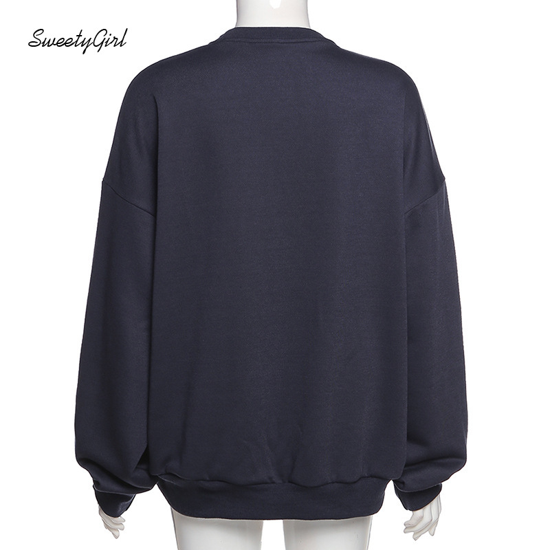 Áo Nỉ Dài Tay Cổ Tròn Form Rộng Thời Trang Dành Cho Nữ