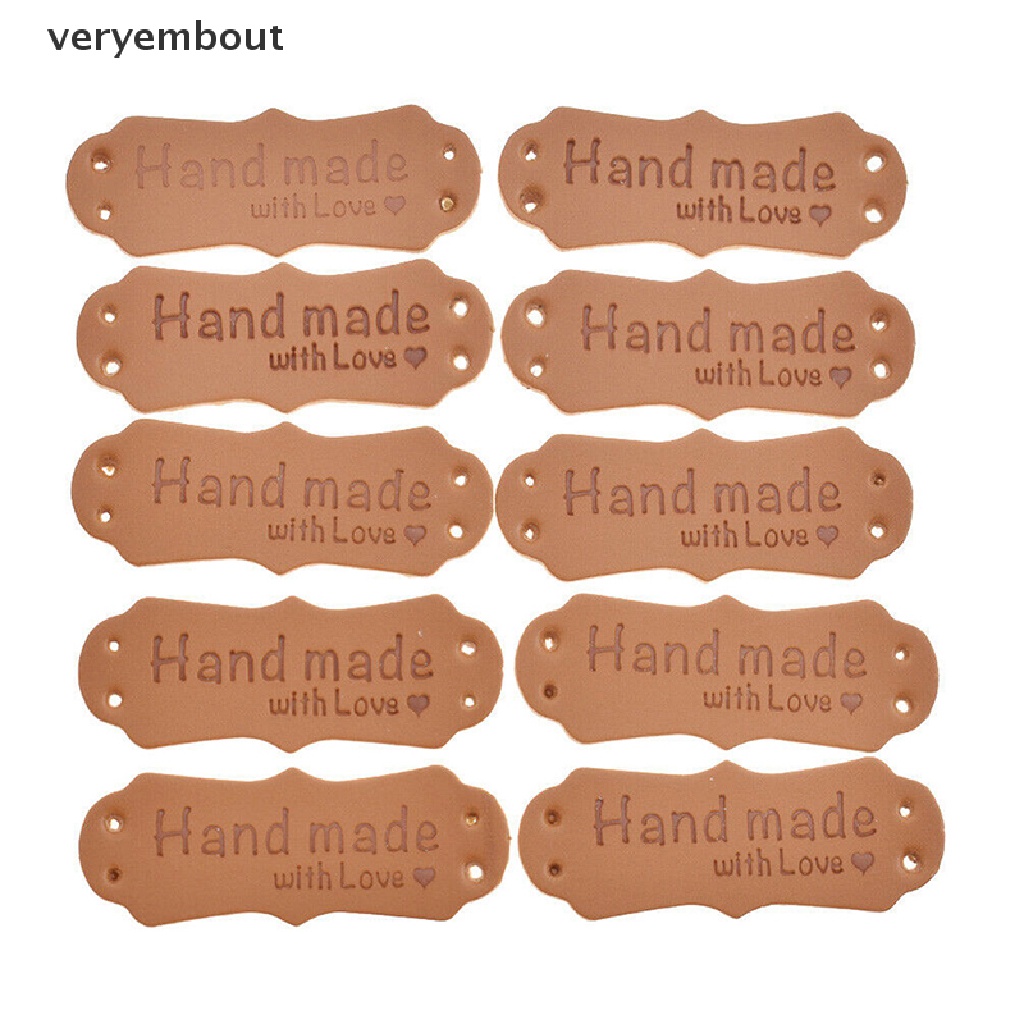 ut 50Pcs PU Leather Tags Handmade With Love Labels Sewing Craft DIY Knittin Tags n