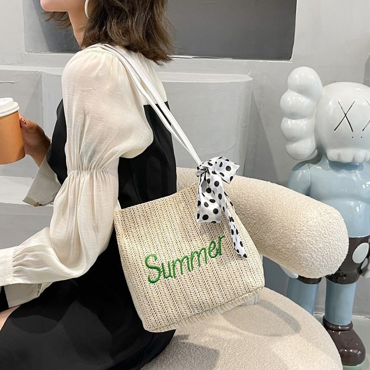 Túi Cói Xô Đi Biển Summer Phối Khăn Nơ L1355 - LoanTay
