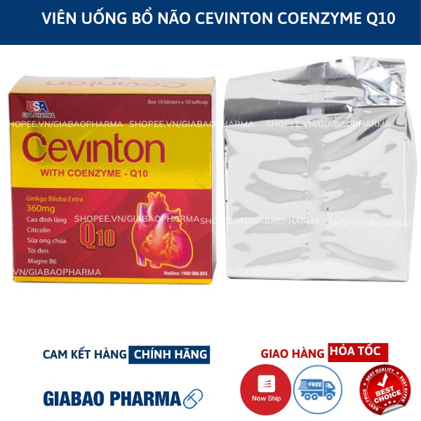 Viên uống bổ não CEVINTON  Coenzyme Q10 ngừa tai biến mạch máu não, bổ não, tăng cường lưu thông máu (H/ 100 viên)