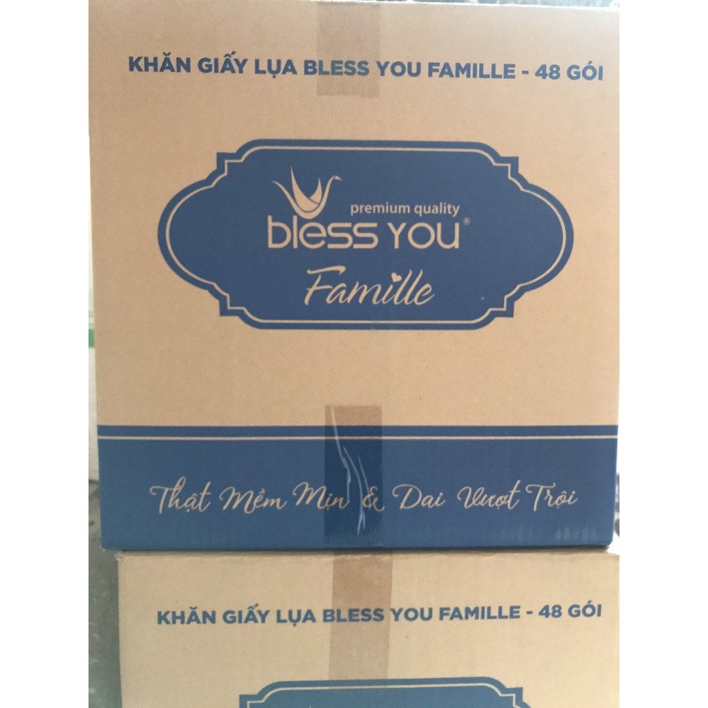 THÙNG 48 GÓI KHĂN SOFTPACK BLESS YOU FAMILLE 200 TỜ