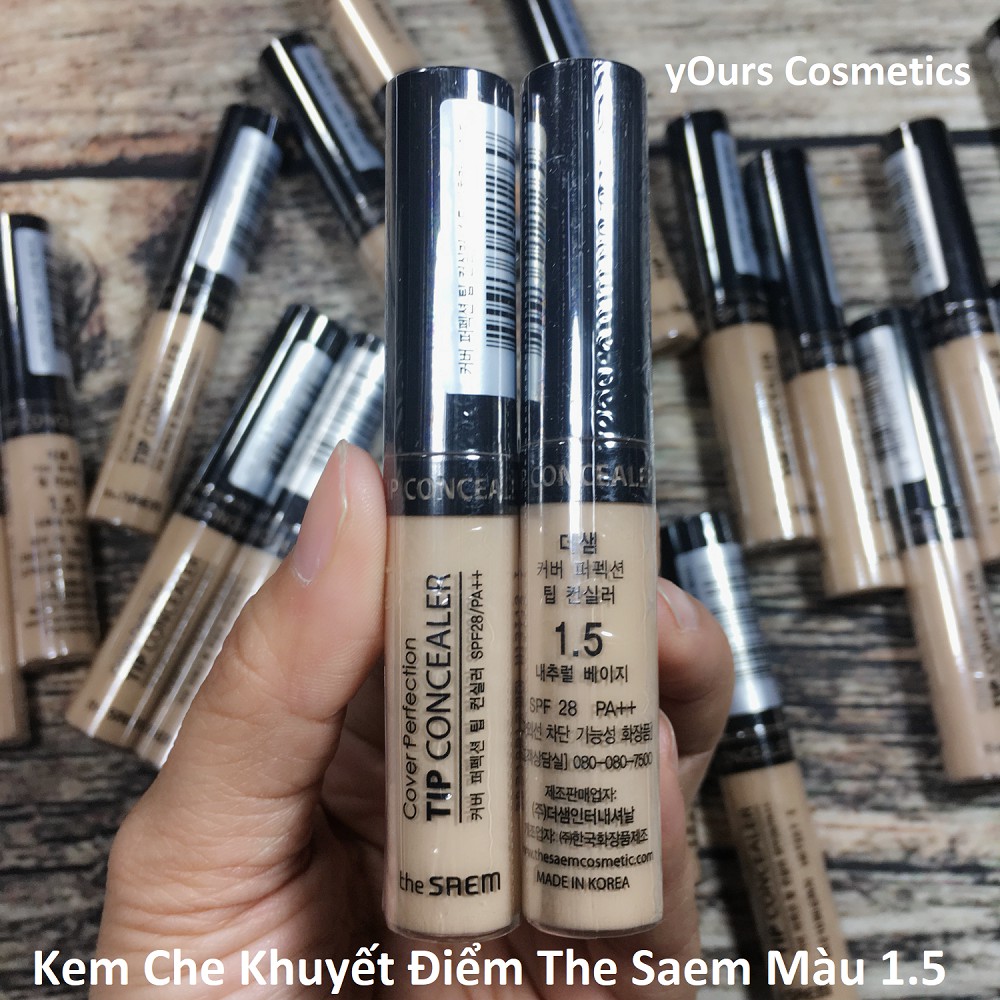 [Auth Hàn] Kem Che Khuyết Điểm The Saem Cover Perfection Tip Concealer màu 1.5 - Kem Che Khuyết Điểm The Saem Màu Sáng