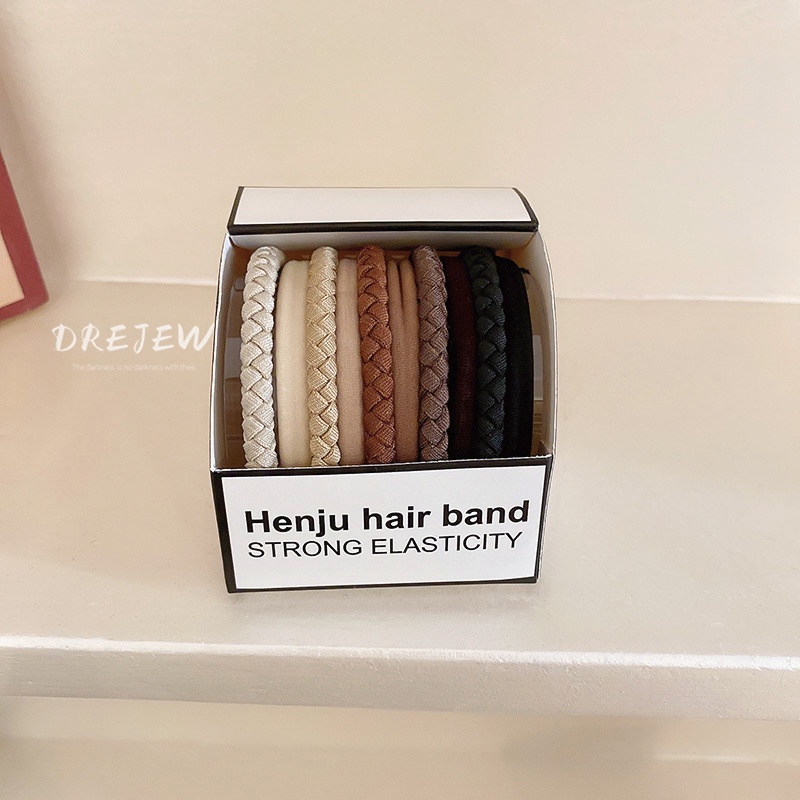 DREJEW Dây Buộc Tóc Đuôi Ngựa Độ Co Giãn Cao Hình Học Đơn Giản Thời Trang
