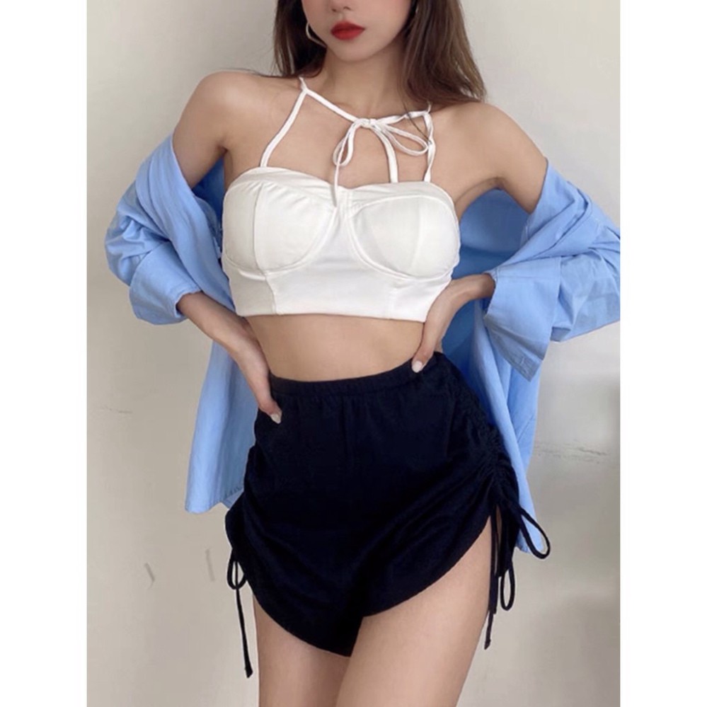 Quần Short Đen Nữ Dây Rút Hông Hai Bên Siêu Xinh 🦋 Quần Đùi Nữ Cạp Chun Vải Thun Mùa Hè