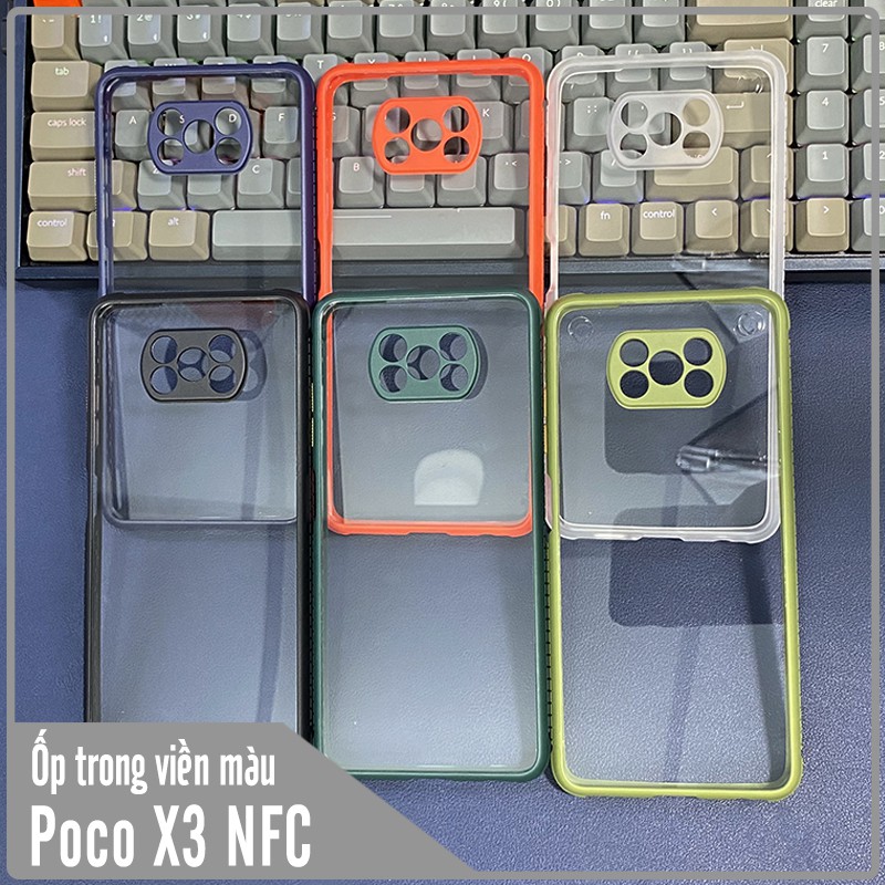 Ốp lưng cho Xiaomi Poco X3 NFC trong viền màu che camera 4 Gốc chống sốc