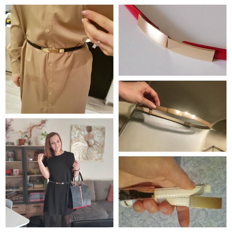 Thắt Lưng Da Khóa Hợp Kim Mạ Vàng Thời Trang Cho Nữ