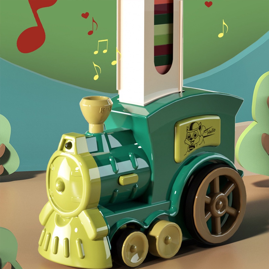 Đồ chơi tàu hỏa - Xe lửa xếp DOMINO tự động, phát nhạc thông minh cho bé yêu -dc4836